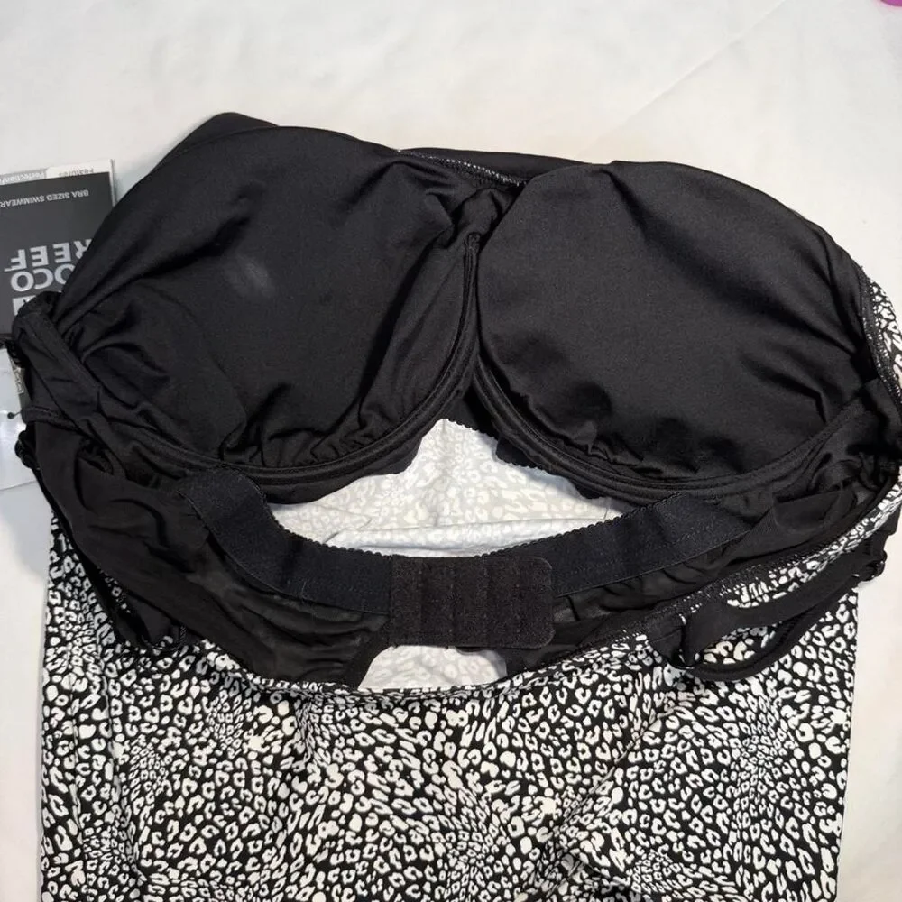 Coco-reef Leopard Print Supportive Tankini Black and White Tankini tops 36DD NWT - Picture 6 of 7